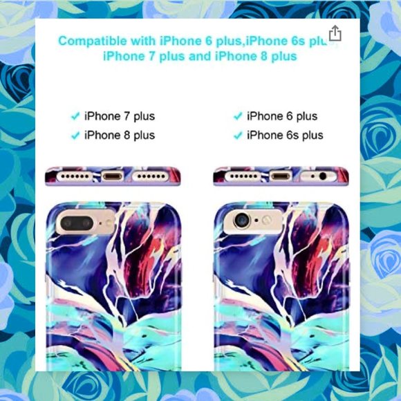 IPhone 8 Plus Holographic Purple Marble Case with Matching Phone Ring Holder - Picture 7 of 12